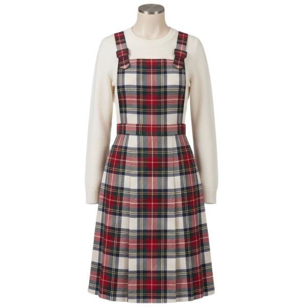 Ladies Dress Stewart Tartan Pinafore Dress