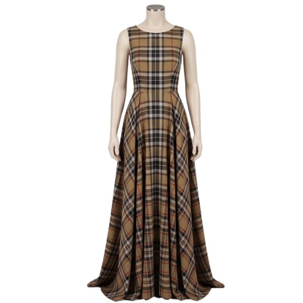 Women Camel Thomson Tartan Evening Dress
