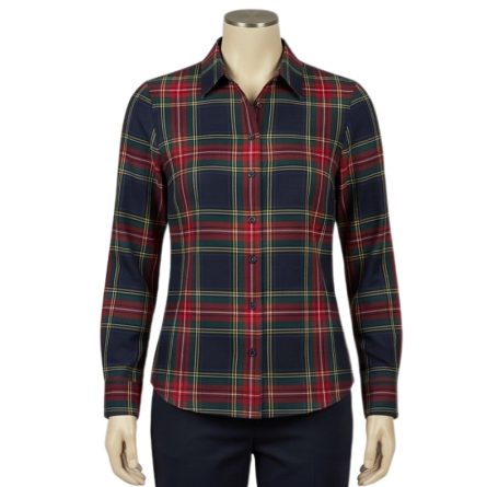 Women's Stewart Navy Tartan Blouse